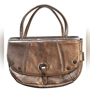 Bodhi - Small Satchel in Metallic Gold Leather No Crossbody Strap